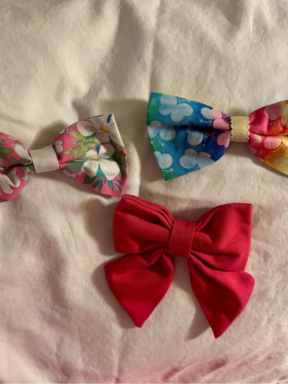 Dog Collar Bow Set - Pink Floral & Rainbow Designs